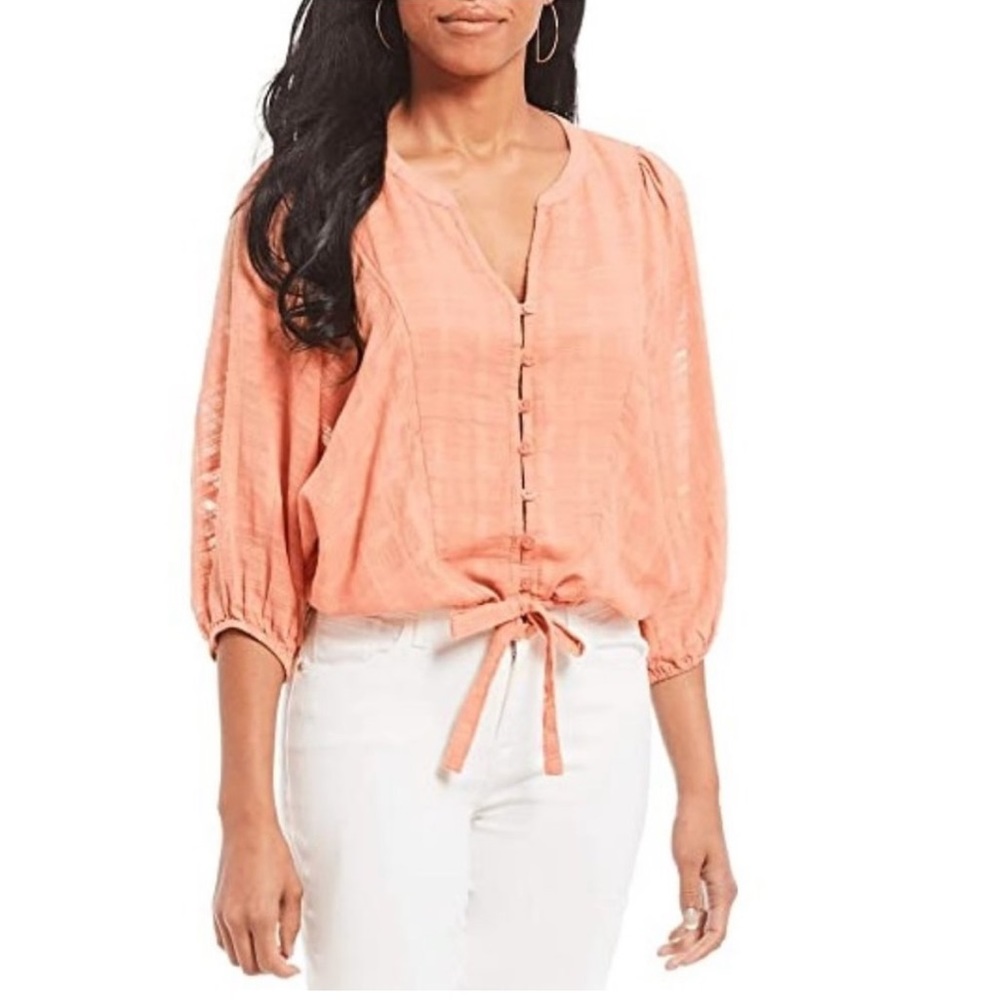 NWT Indio linen drawstring hem top